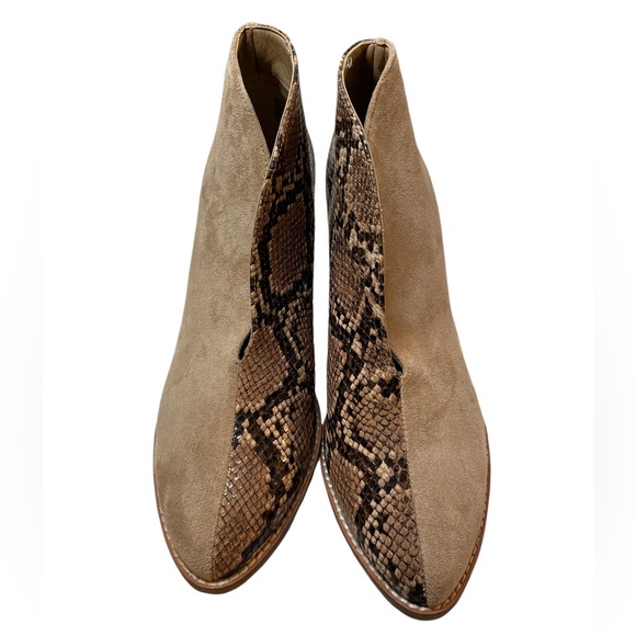 COCONUTS BY MATISSE Hunny Half & Half Sueded/Snakeskin Print Ankle Booties SZ 8 - Picture 3 of 13